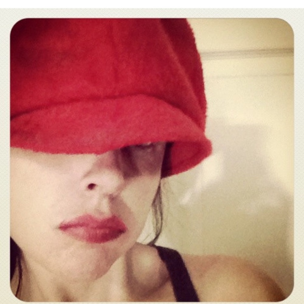1960s Vintage Adolfo Paris Hat‎ in Cherry Red, Mod Accessories